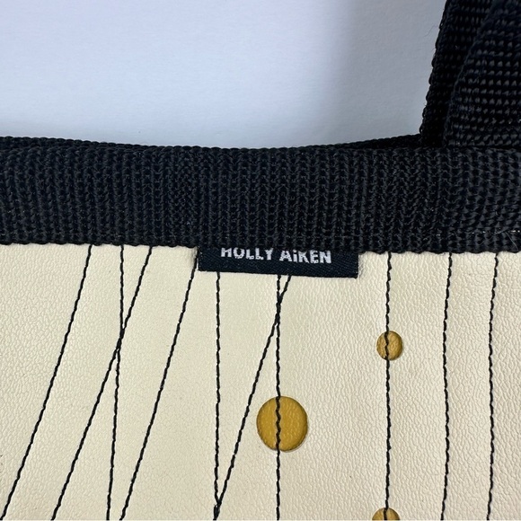 Holly Aiken Handbag Yellow Tan Canvas Geometric Purse Shoulder Bag Womens‎ - Picture 3 of 16